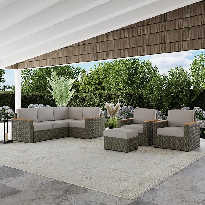 homestyles Boca Raton Brown Outdoor Ottoman - Image 7