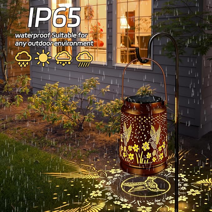 KY&BOSAM Solar Lanterns Outdoor Waterproof Hummingbird Lantern Garden Decor - Image 3