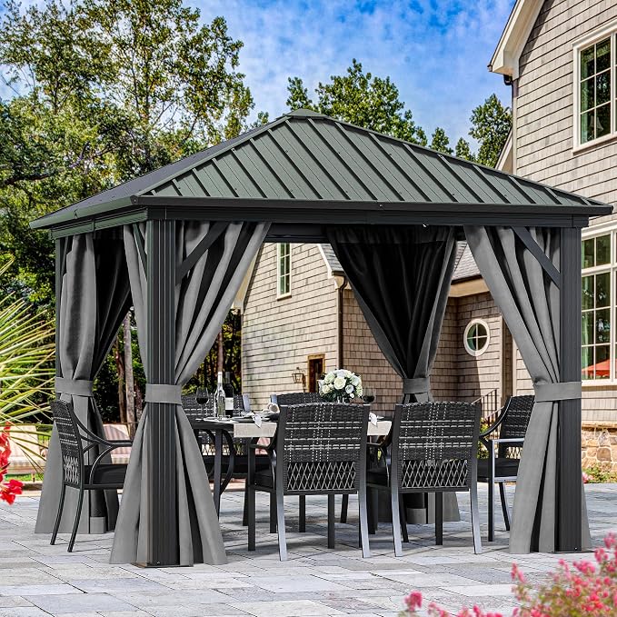 YITAHOME 10X10FT Metal Hardtop Gazebo Outdoor Patio Single Top Canopy by YITAHOME