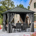 YITAHOME 10X10FT Metal Hardtop Gazebo Outdoor Patio Single Top Canopy by YITAHOME