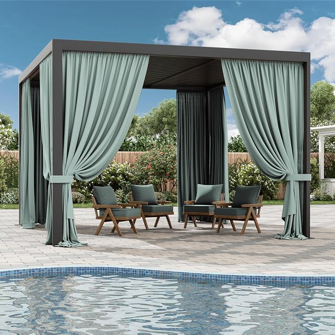 Gazebo Universal Replacement Privacy Curtain, 4-Panels Sidewall Curtains - Image 6