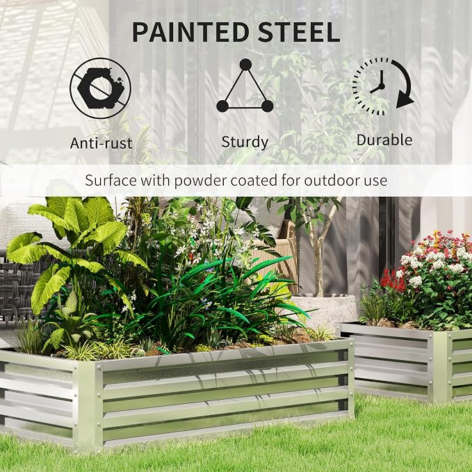 Outsunny Galvanized Raised Garden Bed, - Image 3