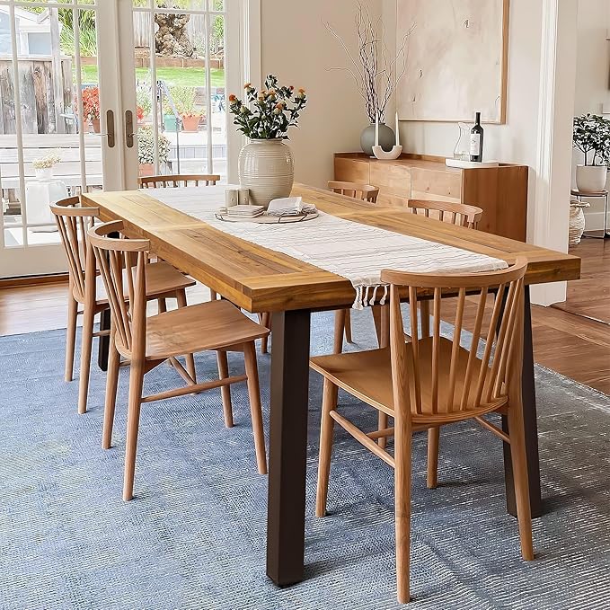 Devoko Home Acacia Wood Dining Table 6-Person Indoor Outdoor Table by DEVOKO