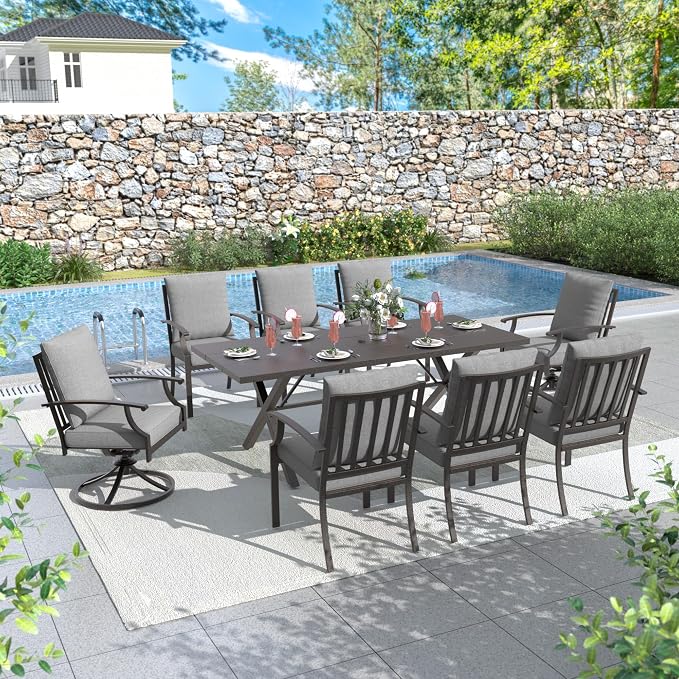 ALAULM 9-Piece Patio Dining Table and Chairs - Image 2