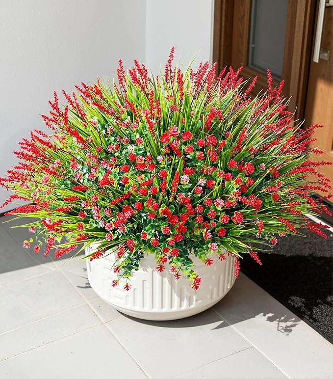 HyeFlora 20 Bundles Artificial Fake Outdoor Plants Flowers - Image 2