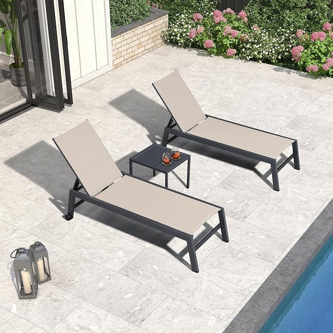 PURPLE LEAF Outdoor Patio Chaise Lounge Set of 2 Aluminum Lounge Chair - Image 2