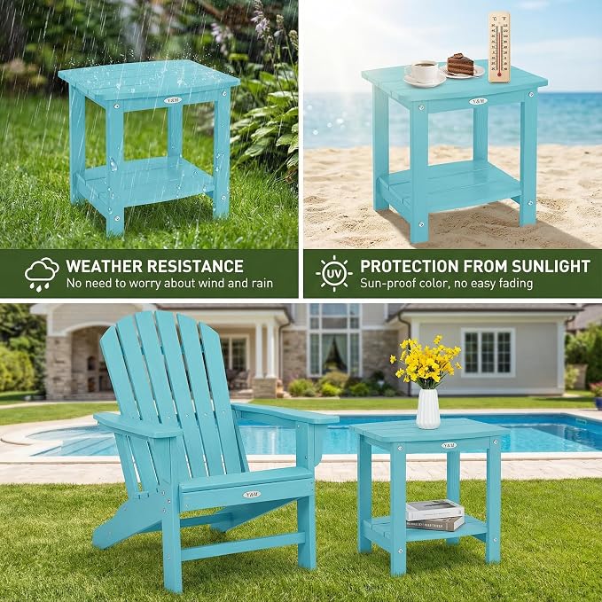 Y&M Outdoor Side Table, HIPS Adirondack Small Double Layer Table, Waterproof - Image 4