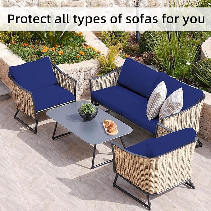 8Pcs Stretch Patio Cushion Covers, Outdoor Couch Covers Replacement, Outdoor - Image 4