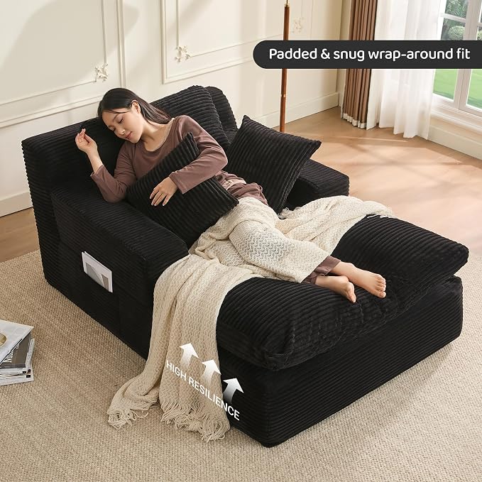 63" Chaise Lounge Chair Indoor, Set of Convertible Sleeper Sofa Couch - Image 5