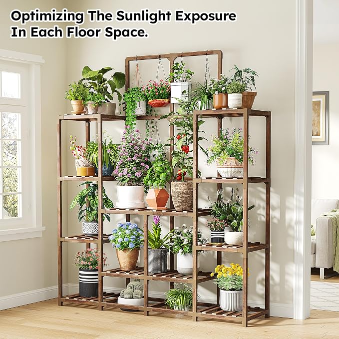 EnHomee Plant Stand Indoor Wood Plant Stand Outdoor Tiered Plant Shelf - Image 3