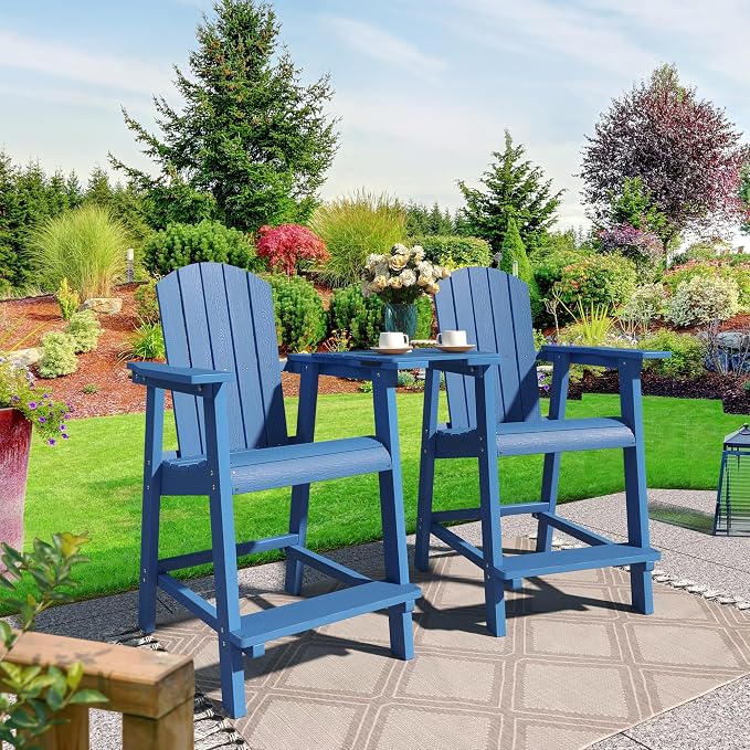 DWVO 25" Tall Adirondack Chair Set of 2, Poly Bar Height Balcony Chairs - Image 7