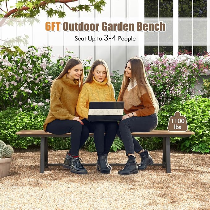 Tangkula 6 FT HDPE Outdoor Bench, Extra Long Patio Picnic Bench - Image 8