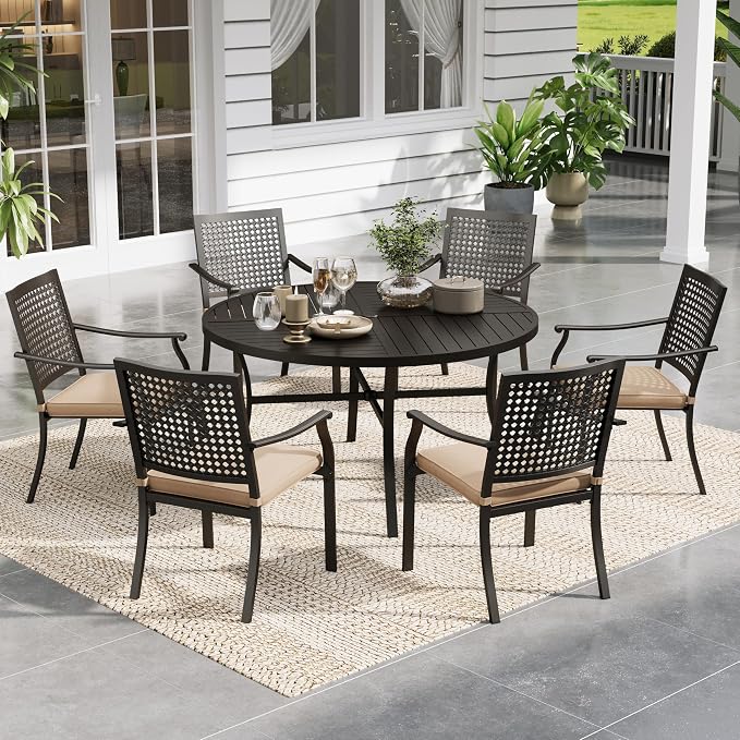 Sophia & William Round Patio Table and Chairs Set, Outdoor Dining Set by SophiaWilliam