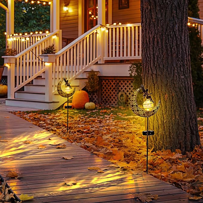 Fairy Garden Solar Lights Outdoor Moon Stakes, Waterproof Outdoor Metal Decor - Image 4