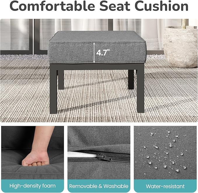 Solaste Outdoor Footstools Patio Ottoman Set of 2, Aluminum All-Weather Outdoor - Image 5