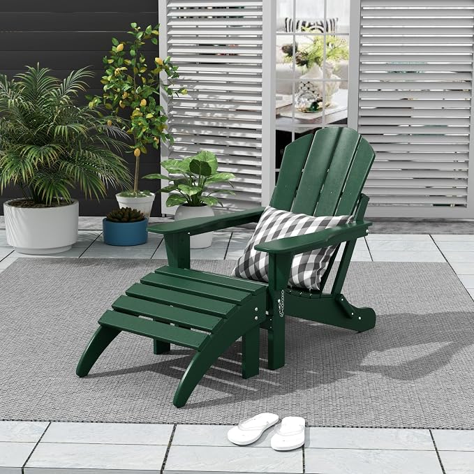 WO Home Furniture Adirondack Ottoman Outdoor Patio Footrest 13.5" Inch Folding - Image 2
