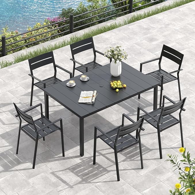 VICLLAX Outdoor Table for 6, Metal Patio Dining Table - Image 3