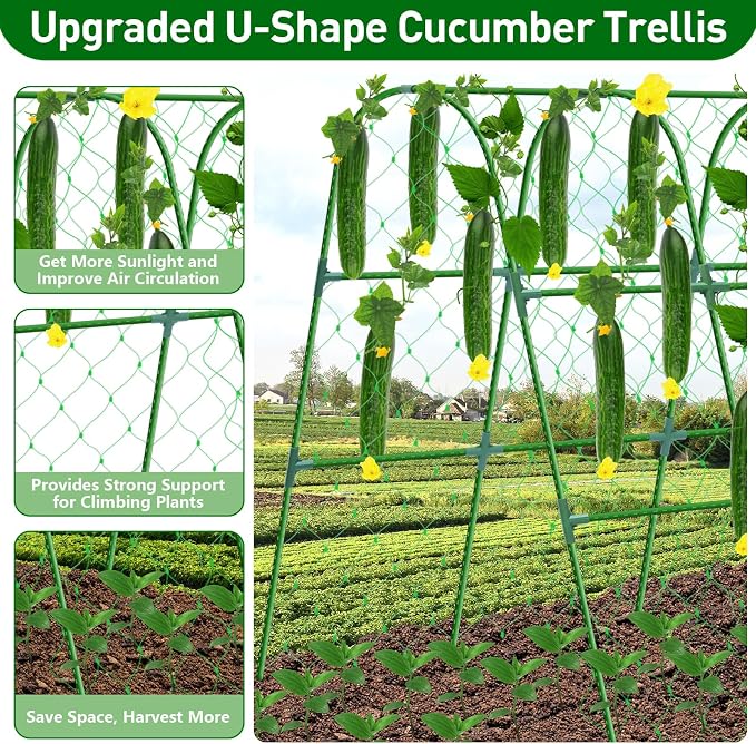 Cucumber Trellis for Raised Bed, 48x48 inch U-Shape Metal Garden Trellis for - Image 3