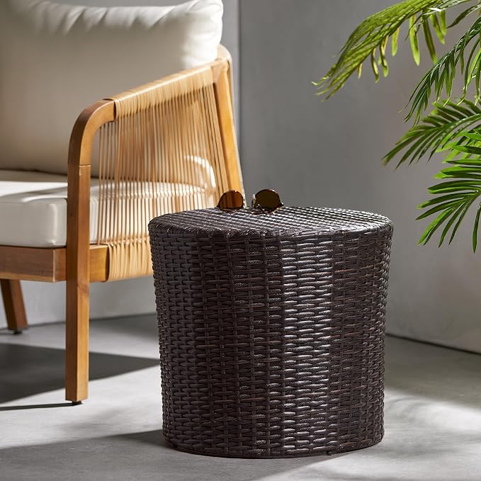 Christopher Knight Home Keaton Wicker Barrel Side Table - Image 2