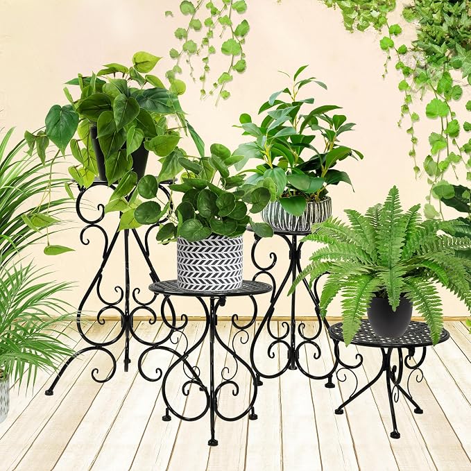 4-Pack Metal Plant Stand for Indoor Outdoor, Heavy Duty Flower Pot Stands for - Image 7