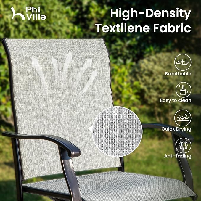 PHI VILLA Outdoor Swivel Patio Bar Stools Set of 2, 30 Inch Bar Height Tall - Image 5