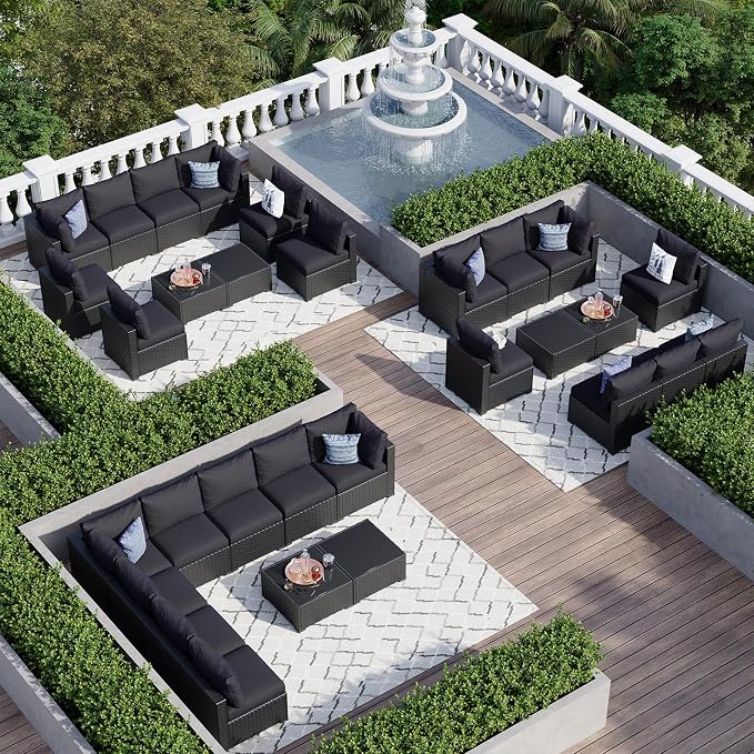 Aoxun 10 Piece Patio Furniture Set Wicker Rattan Patio Sectional Sofa Set - Image 5