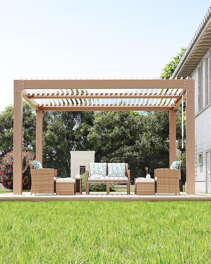 GarveeLife Louvered Pergola 10 ft x 12 ft, Outdoor Pergola by GarveeLife