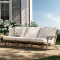 Modway Saratoga Teak Outdoor Patio Sofa in Weathered Gray White – 3 Seater Couch by Modway