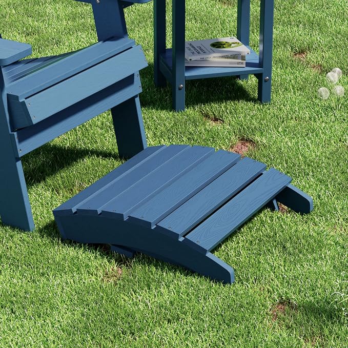 MXIMU Folding Adirondack Ottoman Set of 4: HIPS Plastic Outdoor Footrest Easy - Image 4
