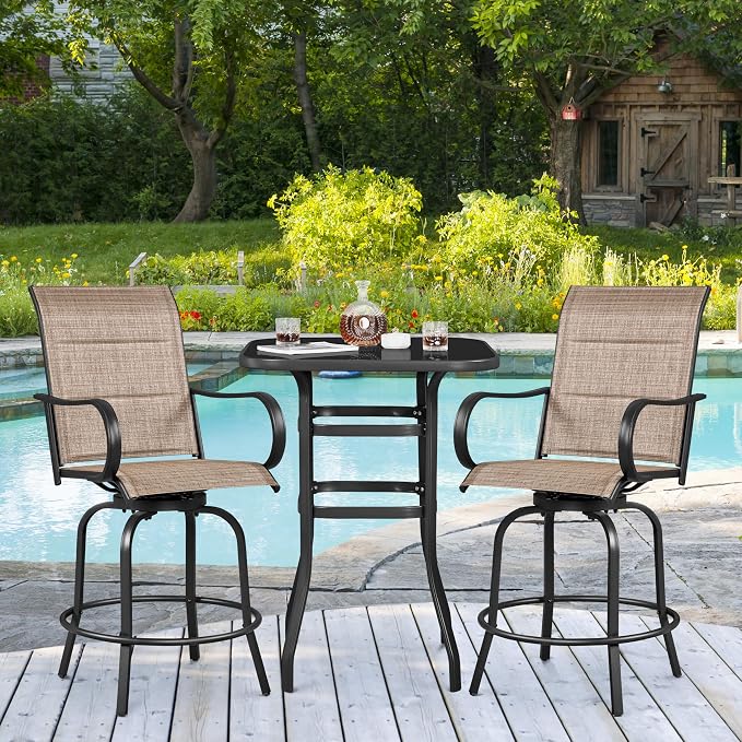 Yaheetech 2 Piece Patio Swivel Bar Stools Texteline Bistro Chairs - Image 4