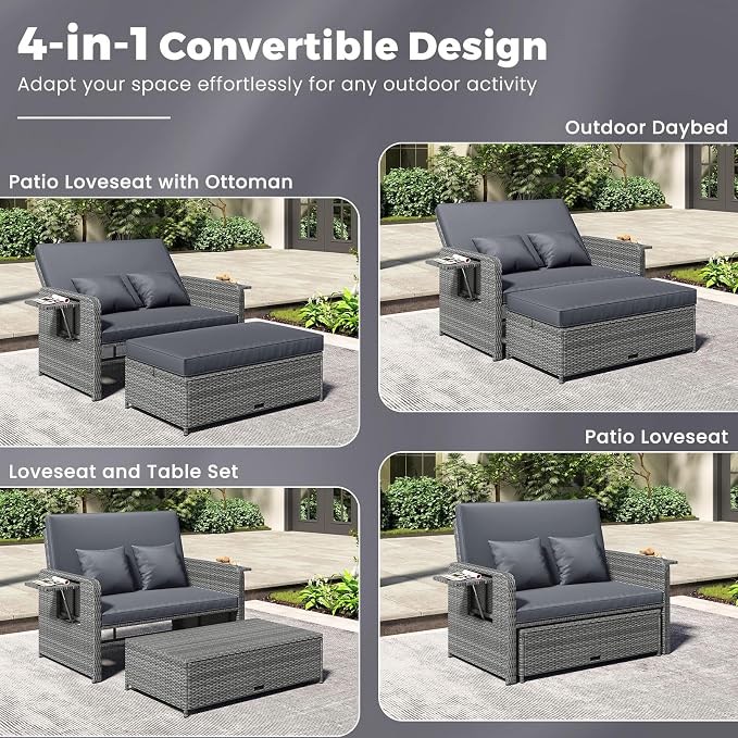 HAPPYGRILL Patio Rattan Wicker Daybed - Image 4