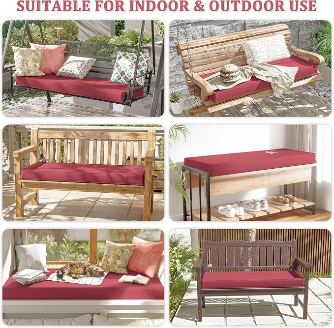 Premium Outdoor Bench Cushions for Patio Furniture 3.5inches Memory Foam Bench - Image 6