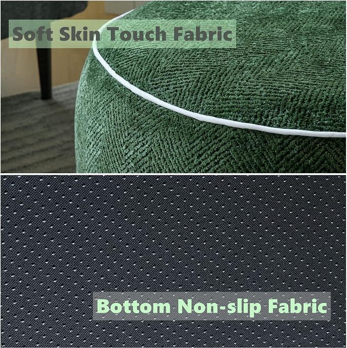 Inflatable Pouf Ottoman, 21x10 Inches Stuffed Chenille Ottoman - Image 7