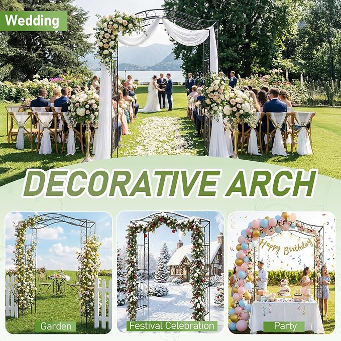 Outvita Garden Arch Trellis, Metal Garden Arbor Archway - Image 4