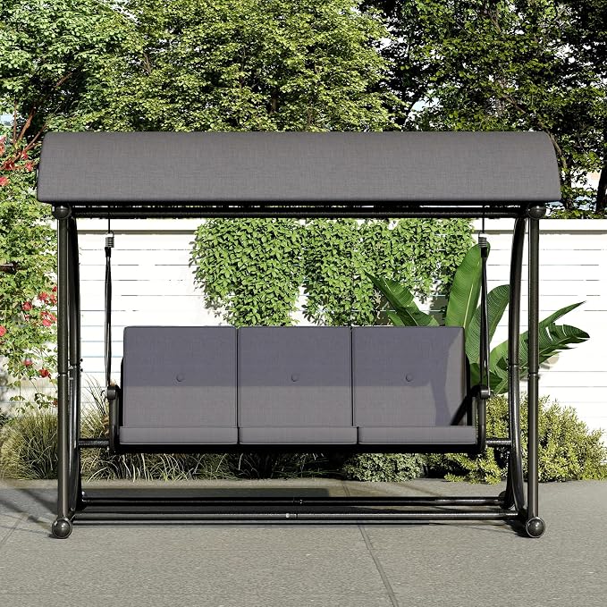 Patio Swing with Canopy, Outdoor Swinging with Stand, Backyard Swings - Image 6