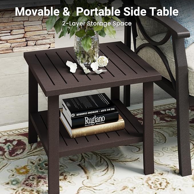 RoyalCraft Outdoor Patio Furniture Set, 3 Pieces Metal Patio Conversation Set - Image 6
