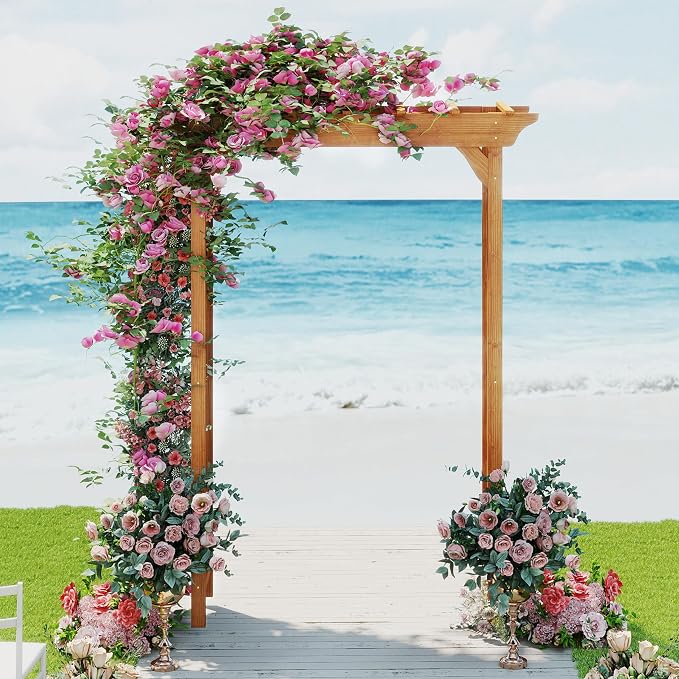 Wood Garden Arbor – Outdoor Wooden Arch Pergola - Image 7
