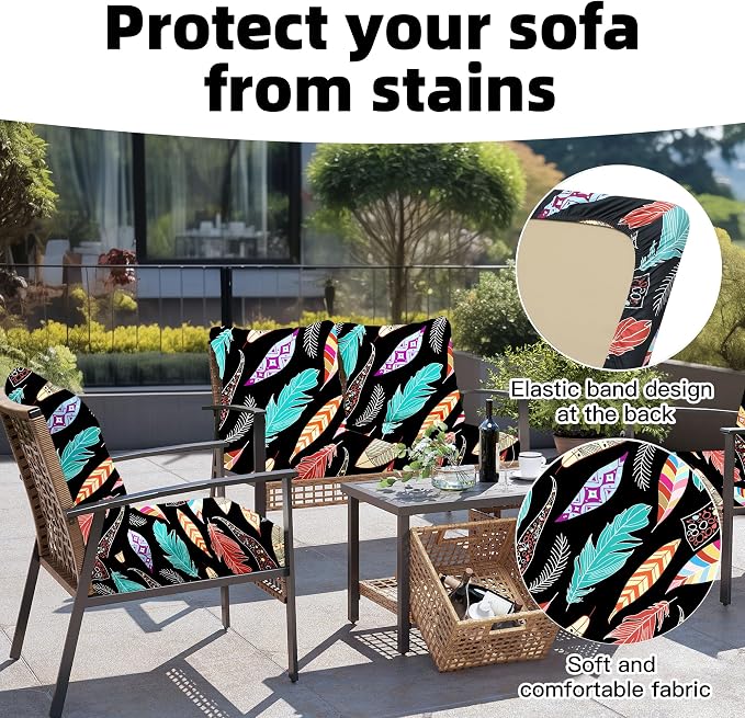8Pcs Outdoor Cushion Covers, Patio Cushion Covers, Stretch Elastic Slipcovers - Image 4
