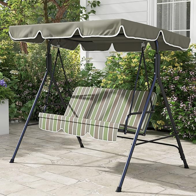 Outsunny 3-Seat Outdoor Patio Swing Chair - Image 2