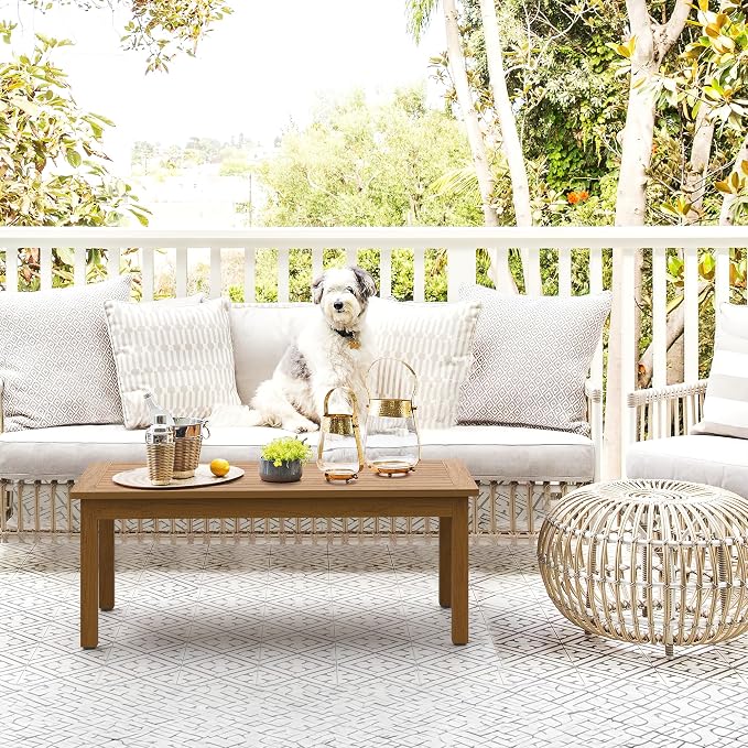 LUE BONA Outdoor Coffee Table, HDPS Patio Coffee Tables - Image 2