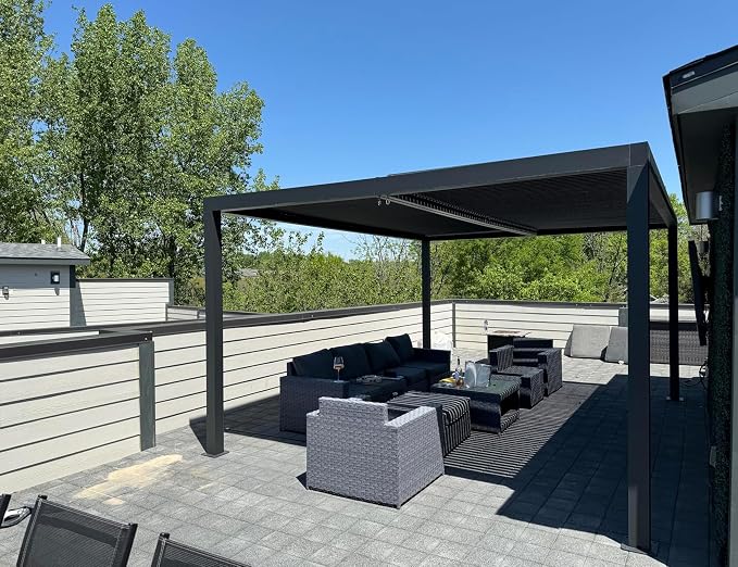 PURPLE LEAF Louvered Pergola 94AS 11' x 15' Aluminum Metal Outdoor Pergola wtih - Image 8