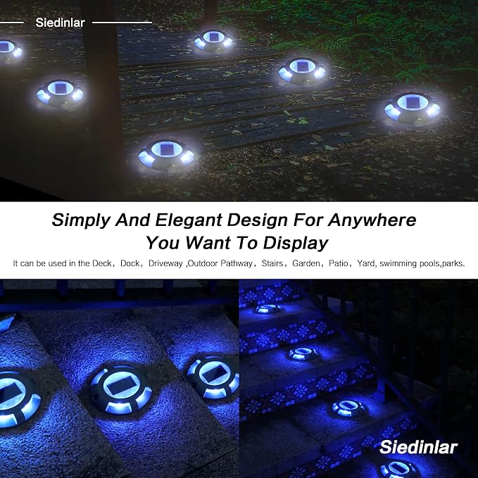 SIEDiNLAR Solar Deck Lights Driveway Dock Light LED Solar Powered Outdoor - Image 3