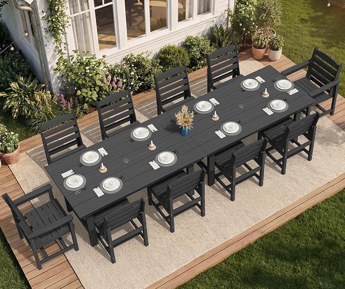 SERWALL Patio Dining Sets for 10 Person, HDPE Dining Set by SERWALL