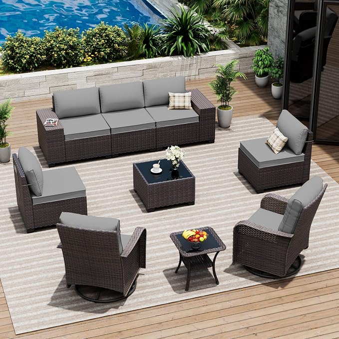 9 Pieces Patio Furniture Set by ASJMR