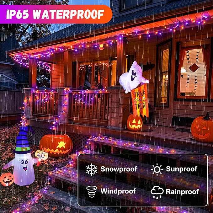 200LED Orange and Purple String Lights 63 Ft Halloween Light 8 Modes Twinkle - Image 6