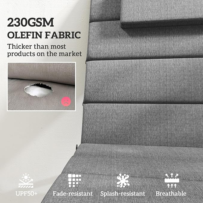 Outsunny Outdoor Lounge Chair Cushion Set of 2, Foldable Patio Chaise Lounge - Image 4