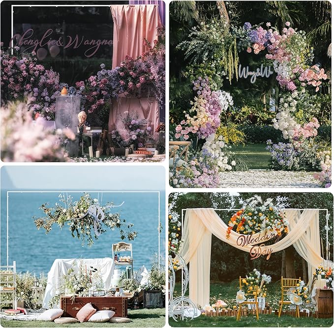 Wokceer Wedding Arch Backdrop Stand Square 8 x 8 FT White Backdrop Stand Metal - Image 6