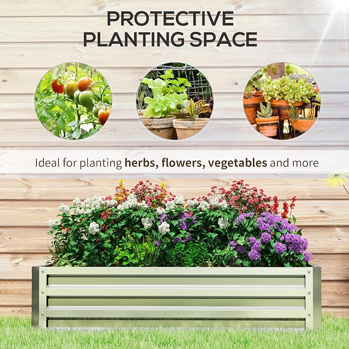 Outsunny Galvanized Raised Garden Bed, - Image 5