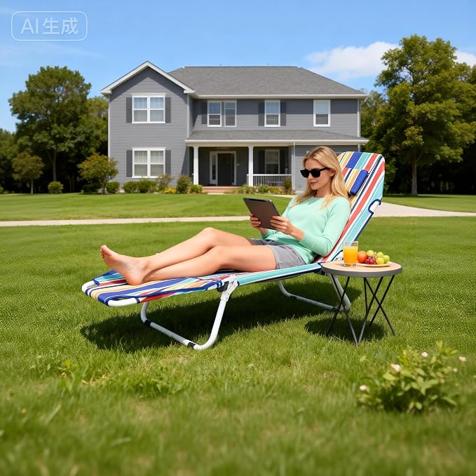 MOPHOTO Beach Tanning Chair, 5-Position Tanning Chair - Image 7