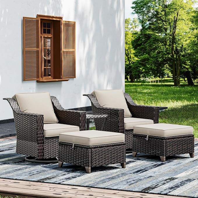 Joyside Wicker Patio Furniture Sets, 5 Pieces Upgraded Large Size Outdoor by Joyside
